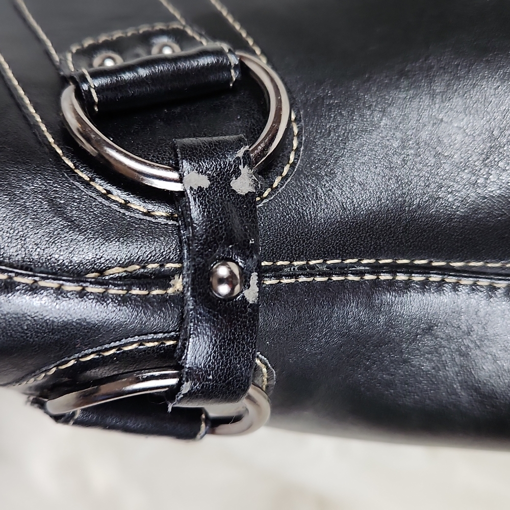 Merona, Women's Black Stick in heels with white top stitch and silver ha… - Picture 7 of 11